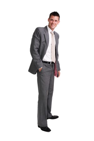 young handsome businessman isolated over white backgroundの写真素材
