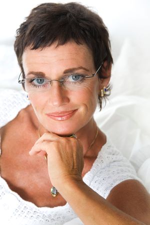 Beautiful mature woman smilingの写真素材
