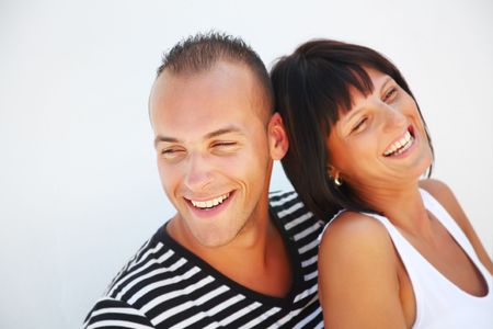 Portrait of a happy young couple in loveの写真素材