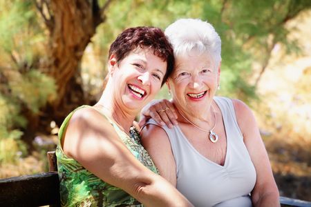 Beautiful senior mother and daughterの写真素材