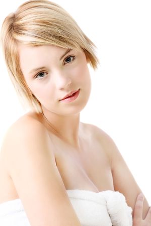 Beauty - beautiful young woman isolated on white background.の写真素材