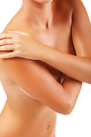 Beautiful female body isolated over white backgroundの写真素材