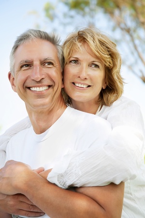 Portrait of a happy mature couple outdoorsの写真素材