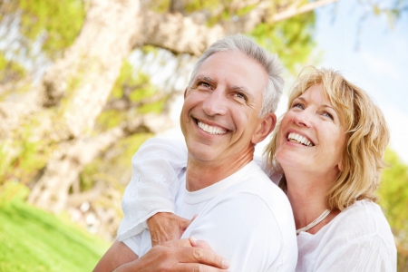 Portrait of a happy mature couple outdoorsの写真素材