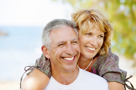 Portrait of a happy mature couple outdoorsの写真素材