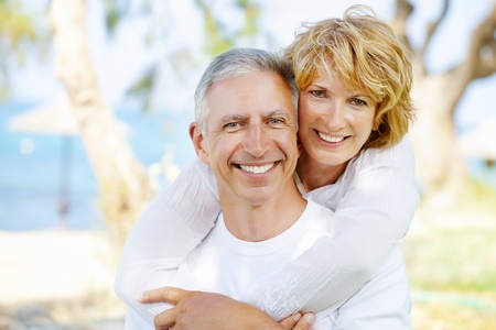 Portrait of a happy mature couple outdoorsの写真素材