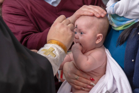 Epiphany of a baby in a churchの写真素材