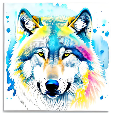 Wild Wolf Double Exposure, Muted Watercolors Generative Aiの素材