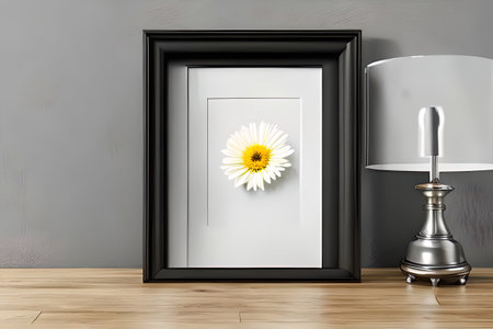 Podium Display Home office concept, picture frame mockup, wall background, Elegant working space, interior designの素材