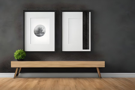 Podium Display Home office concept, picture frame mockup, wall background, Elegant working space, interior designの素材