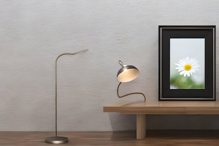Podium Display Home office concept, picture frame mockup, wall background, Elegant working space, interior designの素材