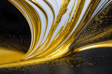 luxury fluid pour art varied and balanced abstract subject matter featuring the colours chinese white neutural tint lamp black and glitter goldの素材
