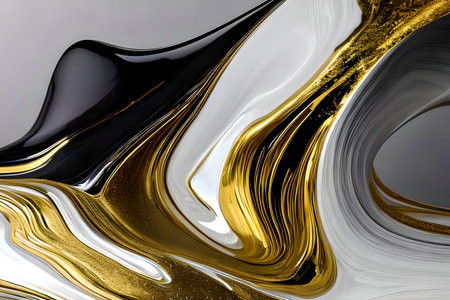 luxury fluid pour art varied and balanced abstract subject matter featuring the colours chinese white neutural tint lamp black and glitter goldの素材