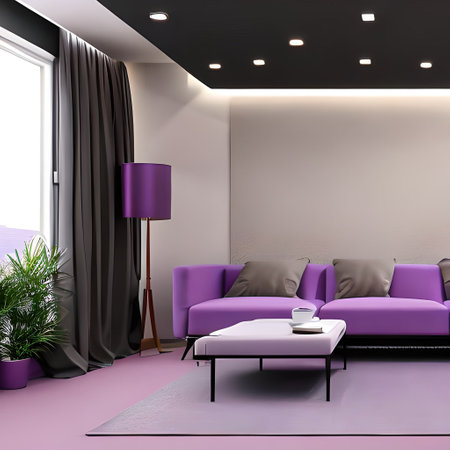 office interior design,  lamps, light purple pastel colors, super realistic, cinematic lightingの素材