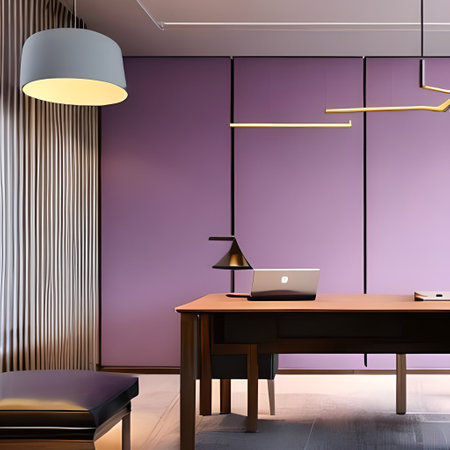 office interior design,  lamps, light purple pastel colors, super realistic, cinematic lightingの素材