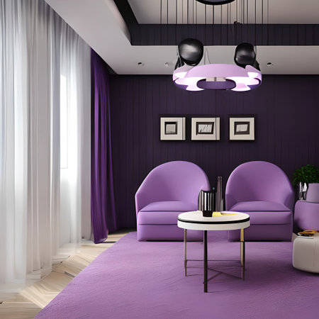 office interior design,  lamps, light purple pastel colors, super realistic, cinematic lightingの素材