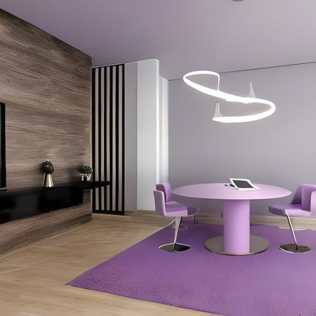 office interior design,  lamps, light purple pastel colors, super realistic, cinematic lightingの素材