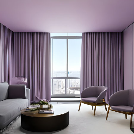 office interior design,  lamps, light purple pastel colors, super realistic, cinematic lightingの素材