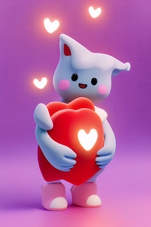 Background for valentine, lamps with glowing hearts, smooth lighting soft pastel colorsの素材