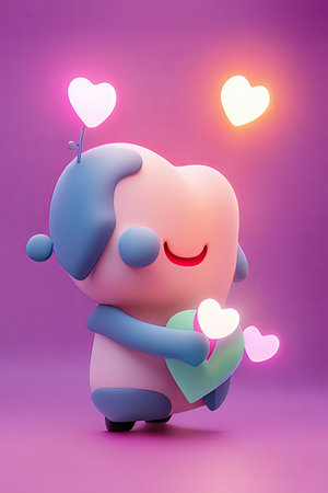 Background for valentine, lamps with glowing hearts, smooth lighting soft pastel colorsの素材
