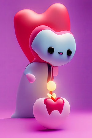 Background for valentine, lamps with glowing hearts, smooth lighting soft pastel colorsの素材
