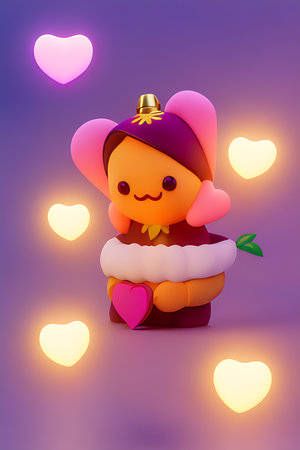 Background for valentine, lamps with glowing hearts, smooth lighting soft pastel colorsの素材