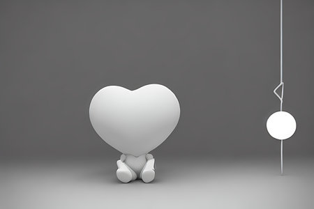 Background for valentine, lamps with glowing hearts, smooth lighting soft pastel colorsの素材