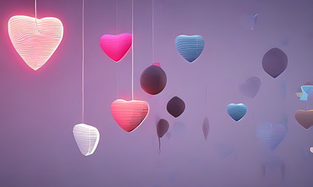 hearts background, 3d render, valentine's day conceptの素材