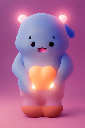 Background for valentine, lamps with glowing hearts, smooth lighting soft pastel colorsの素材