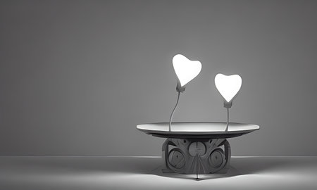 Background for valentine, lamps with glowing hearts, smooth lighting soft pastel colorsの素材