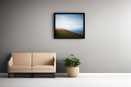 Podium Display Home office concept, picture frame mockup, wall background, Elegant working space, interior designの素材