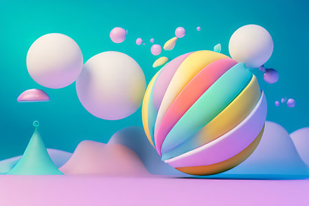 Abstract 3d background with large white fluted sphere render realistic effect polymode style Generated Aiの素材
