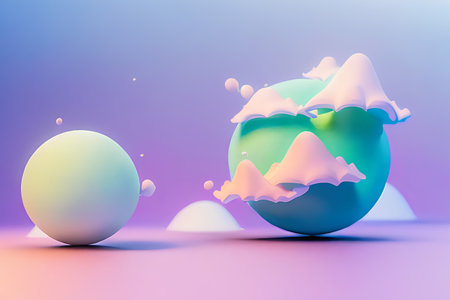 Abstract 3d background with large white fluted sphere render realistic effect polymode style Generated Aiの素材