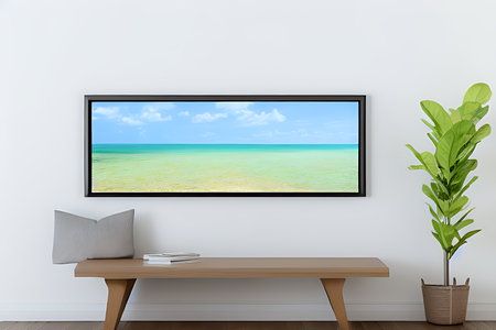 Podium Display Home office concept, picture frame mockup, wall background, Elegant working space, interior designの素材