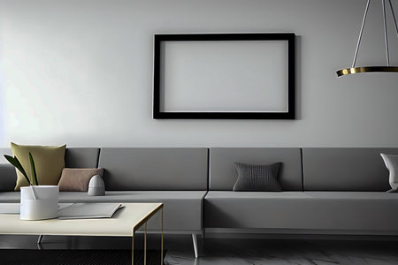 Podium Display Home office concept, picture frame mockup, wall background, Elegant working space, interior designの素材