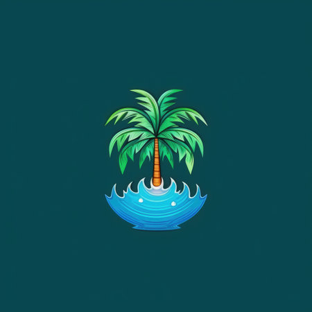 2d flat brand logo water made out of palm tree AI Generatedの素材