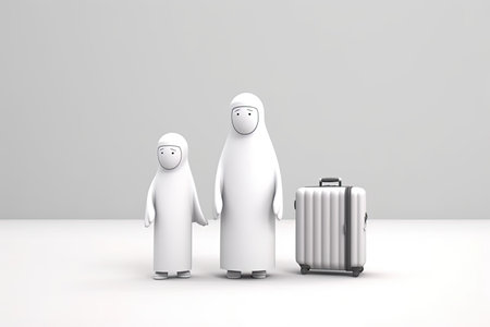 3d Arab Family on Travel With Briefcase Generative AIの素材