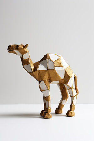 3d Illustration of kintsugi style Camel ceramic sculpture, AI Generatedの素材
