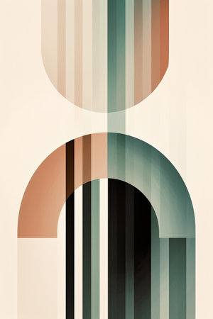 A painting of a geometric figure with bauhaus circles and linesの素材