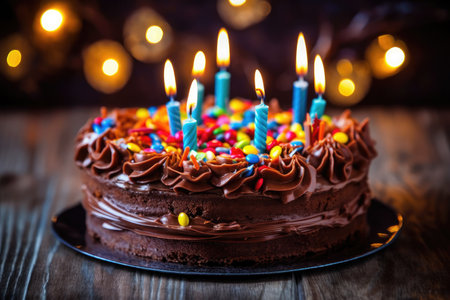 Chocholate Dripping Happy Birthday Cake, Generative AIの素材