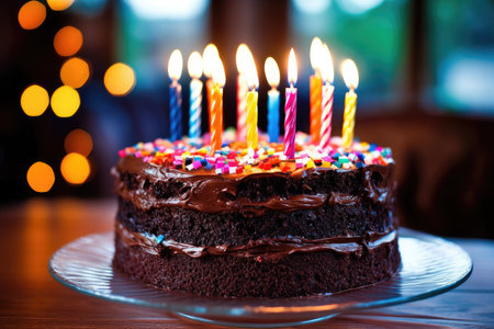 Chocholate Dripping Happy Birthday Cake, Generative AIの素材