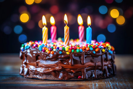 Chocholate Dripping Happy Birthday Cake, Generative AIの素材