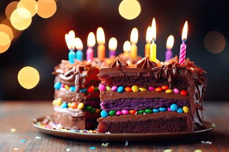 Chocholate Dripping Happy Birthday Cake, Generative AIの素材