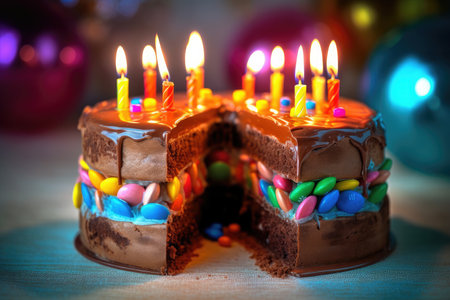 Chocholate Dripping Happy Birthday Cake, Generative AIの素材