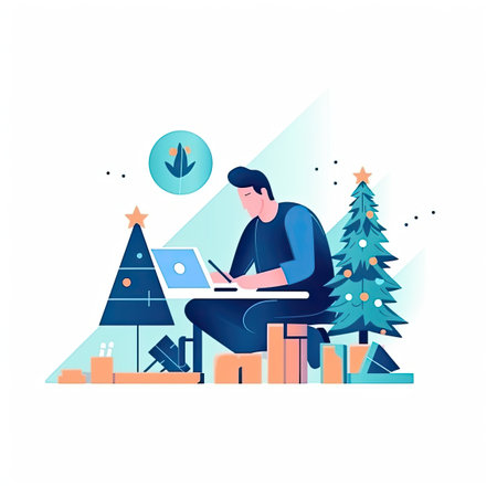 Christmas tree concept Flat vector illustration daily activities working on white background AI Generatedの素材