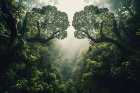 Forest trees in shape of Lungs Pair, Climate Change Concept art, Gnerative AIの素材