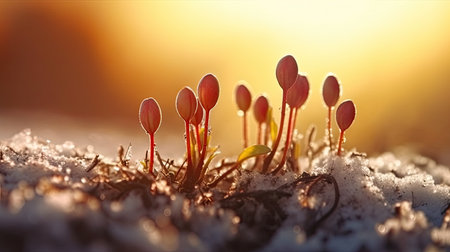 Germinating Seeds of Vegetable on the Earth, AI Generatedの素材