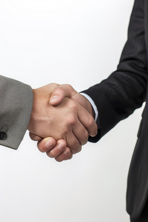 Handshake, wearing a suit, formal occasion, AI Generatedの素材