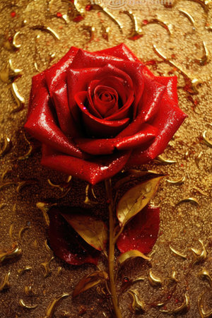 Majestic rose magicalgolden background AI Generatedの素材