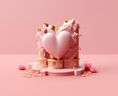 Mother day on pink paper decorated with hearts, AI Generatedの素材
